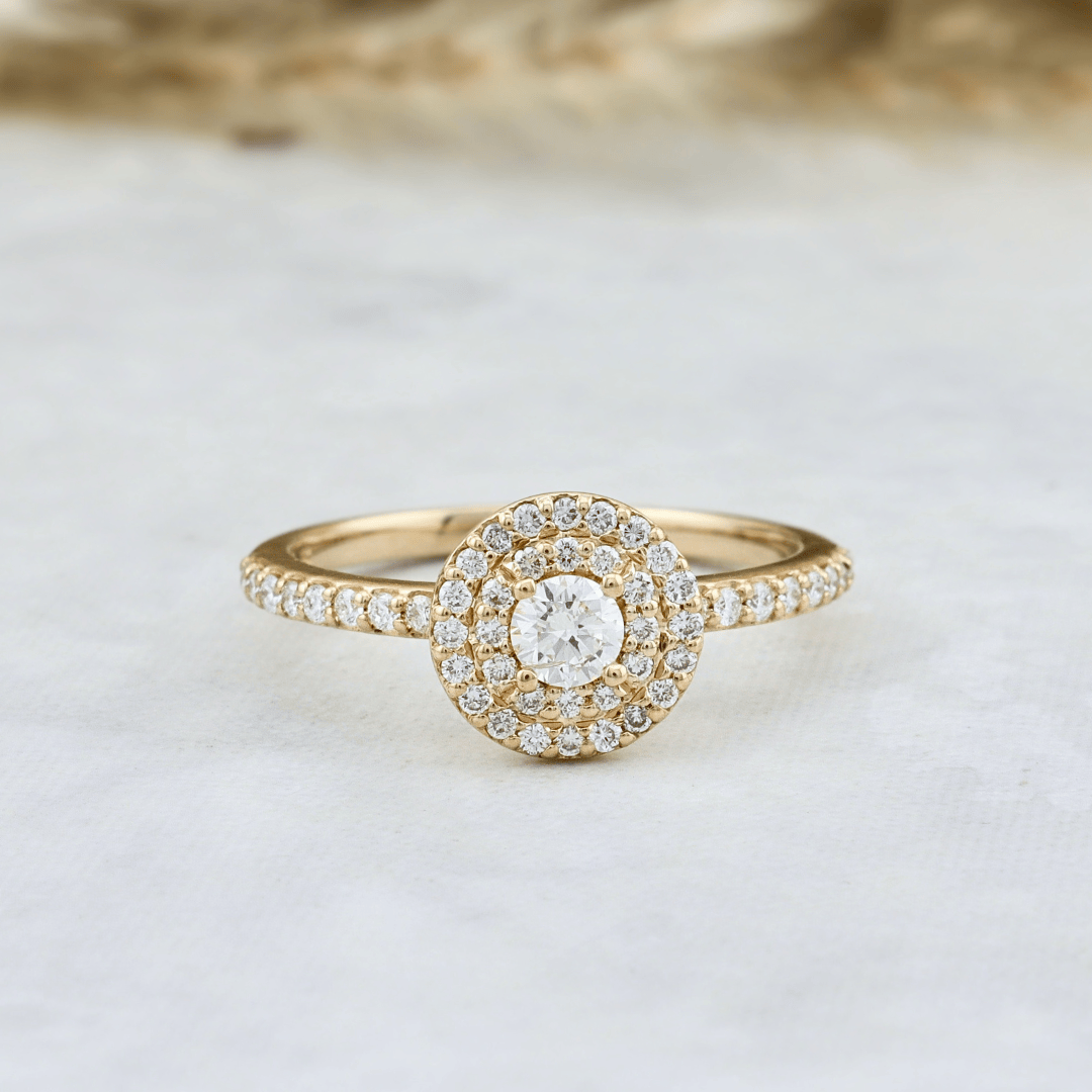 Mathieu Blanchard Bagues Bague solitaire Double Halo diamants 0.45 ctw