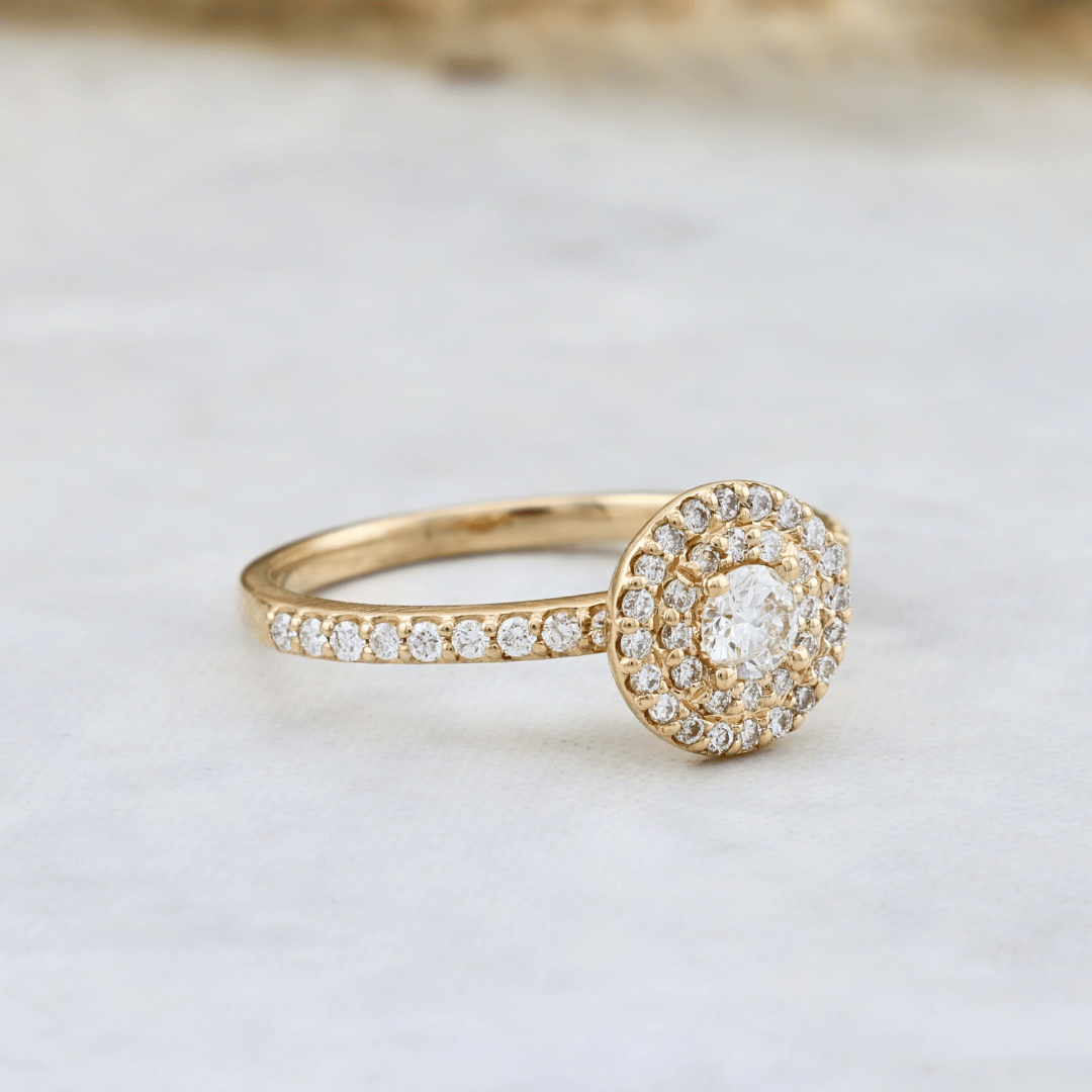 Mathieu Blanchard Bagues Bague solitaire Double Halo diamants 0.45 ctw