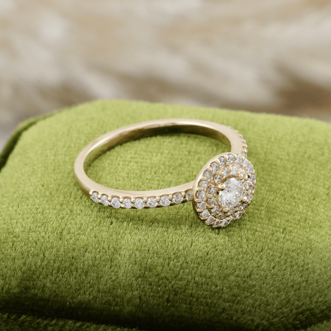 Mathieu Blanchard Bagues Bague solitaire Double Halo diamants 0.45 ctw