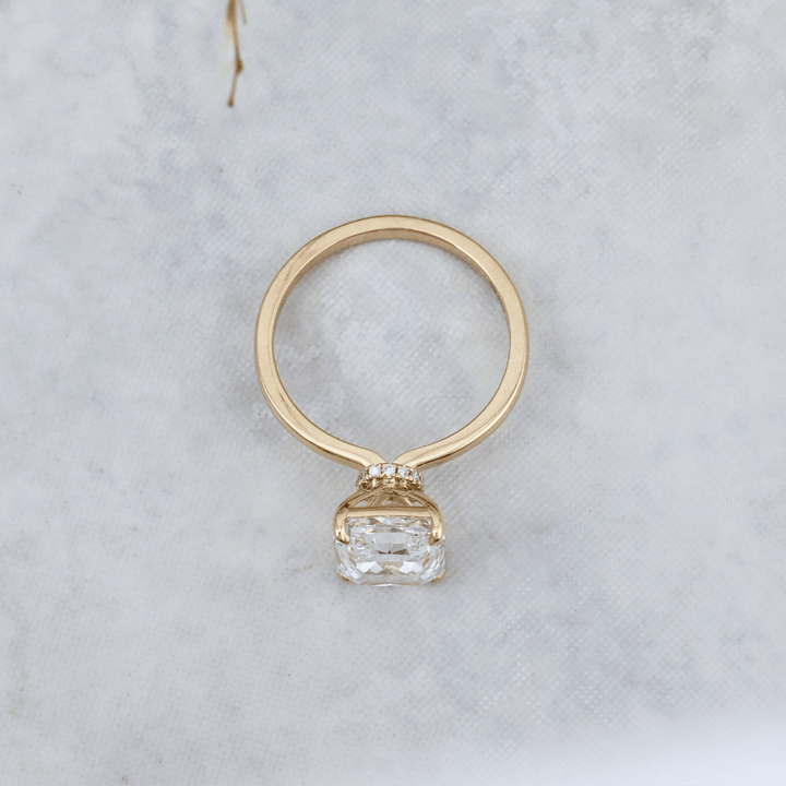 Mathieu Blanchard Bagues Bague Solitaire Halo Diamant Radiant 3,8 ct