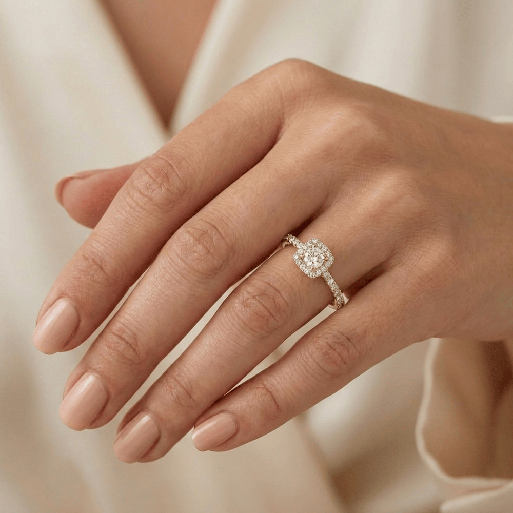 Mathieu Blanchard Bagues Bague solitaire Halo diamants 0.45 ctw