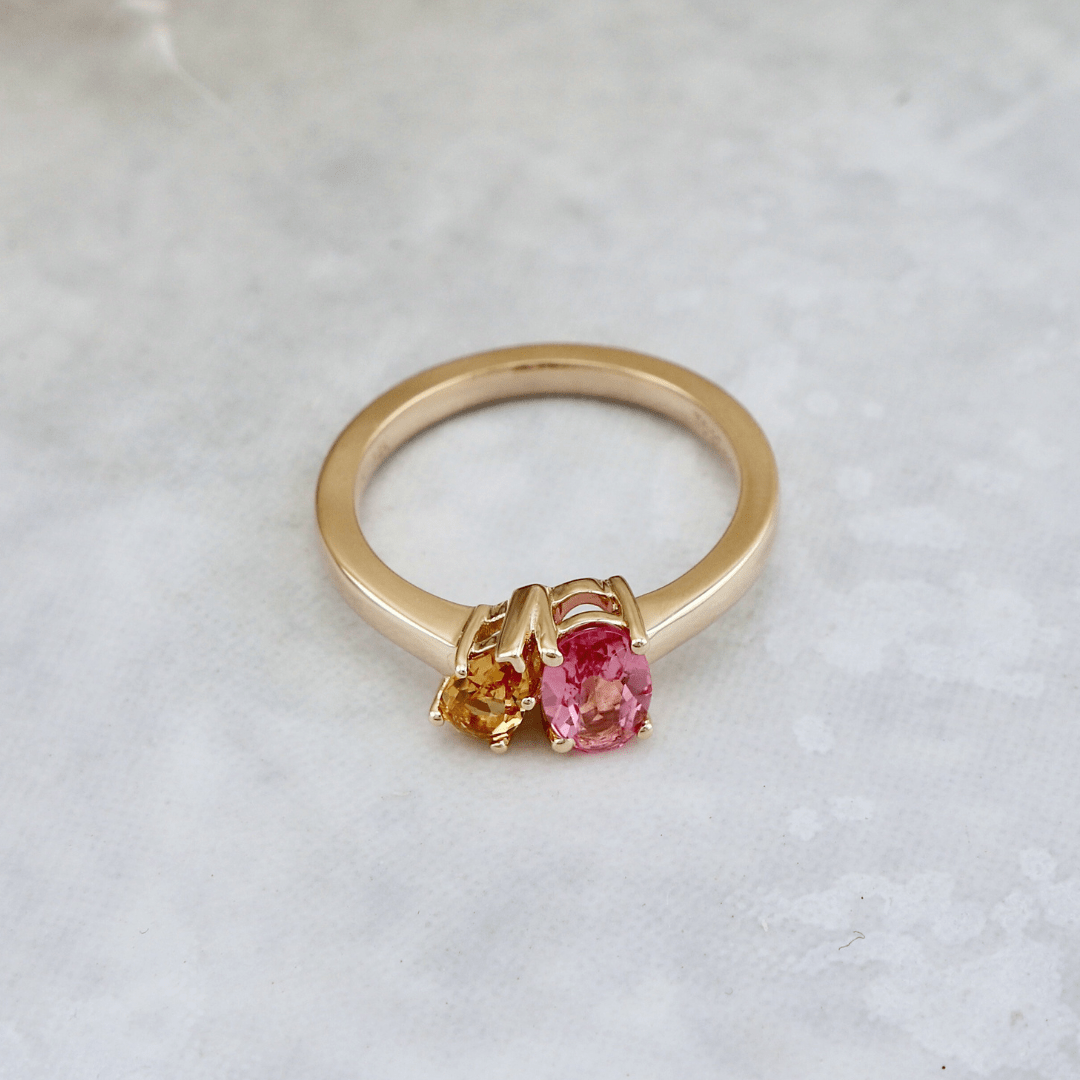 Bague Toi&amp;Moi, citrine et tourmaline Mathieu Blanchard Bagues Bague Toi&amp;Moi en or 14K - 18K, citrine et tourmaline   | Mathieu Blanchard Joaillerie Mathieu Blanchard Joaillerie
