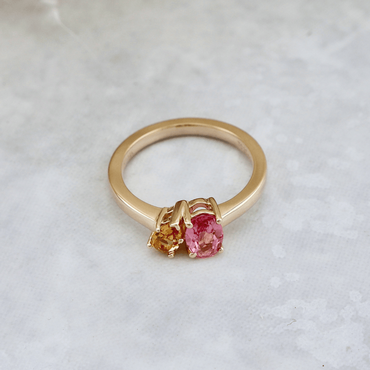 Bague Toi&amp;Moi, citrine et tourmaline Mathieu Blanchard Bagues Bague Toi&amp;Moi en or 14K - 18K, citrine et tourmaline   | Mathieu Blanchard Joaillerie Mathieu Blanchard Joaillerie