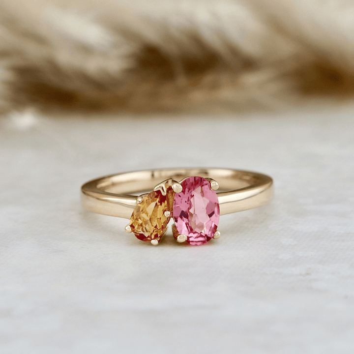 Bague Toi&amp;Moi, citrine et tourmaline Mathieu Blanchard Bagues Bague Toi&amp;Moi en or 14K - 18K, citrine et tourmaline   | Mathieu Blanchard Joaillerie Mathieu Blanchard Joaillerie