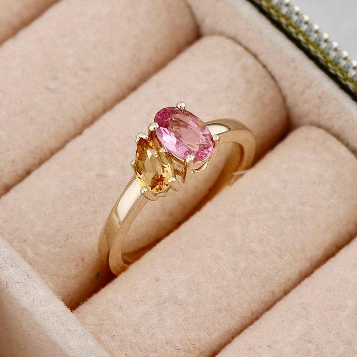 Bague Toi&amp;Moi, citrine et tourmaline Mathieu Blanchard Bagues Bague Toi&amp;Moi en or 14K - 18K, citrine et tourmaline   | Mathieu Blanchard Joaillerie Mathieu Blanchard Joaillerie