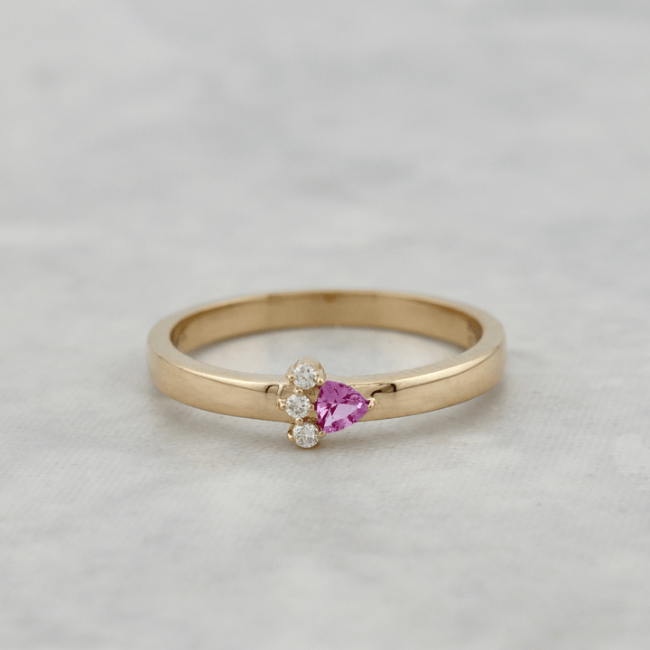 Mathieu Blanchard Bagues Bague Trillion en or 14K, diamant et saphir