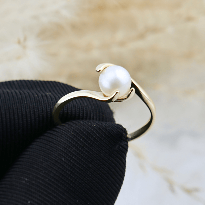 Bague Vague et perle en or jaune 10K - Bagues Bague perle d&