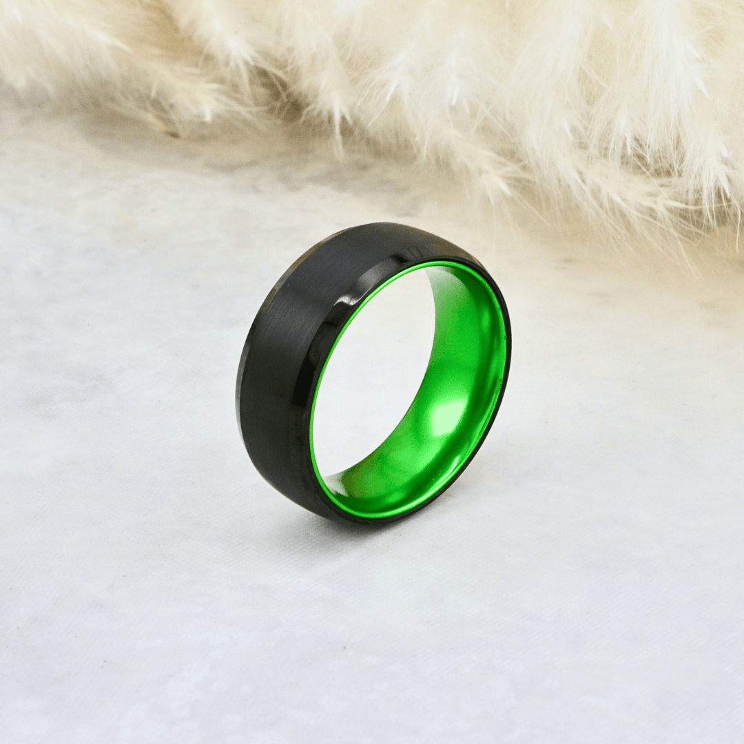 Roadtripmadewood Bagues Bague Verte Électrique en tungstène