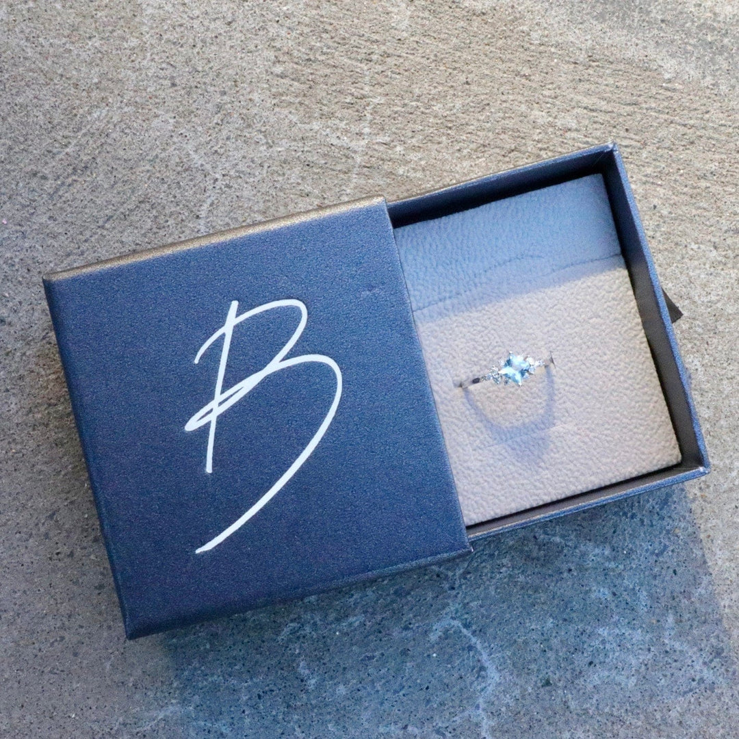 Mathieu Blanchard Bagues Bagues Princesse en or 14K, aigue-marine et diamants