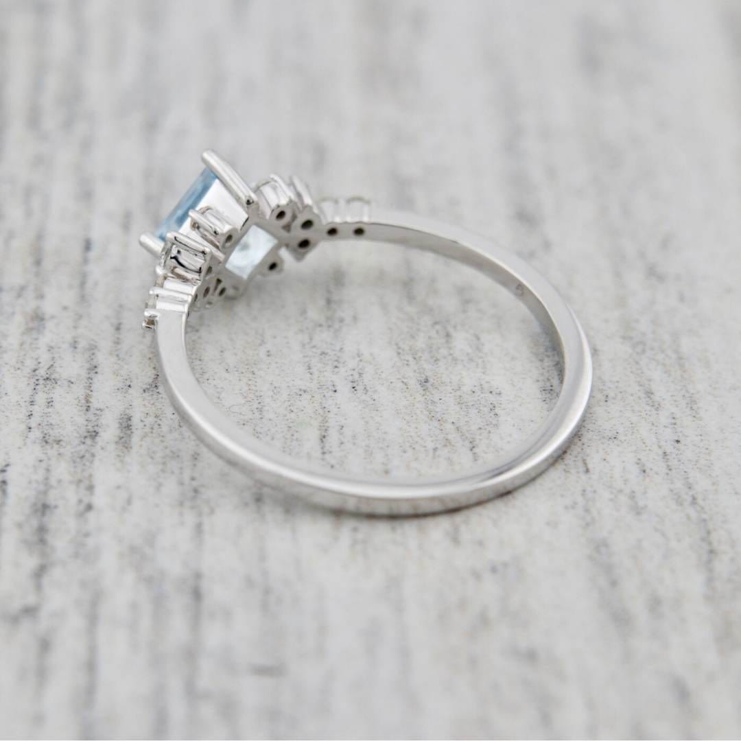 Mathieu Blanchard Bagues Bagues Princesse en or 14K, aigue-marine et diamants