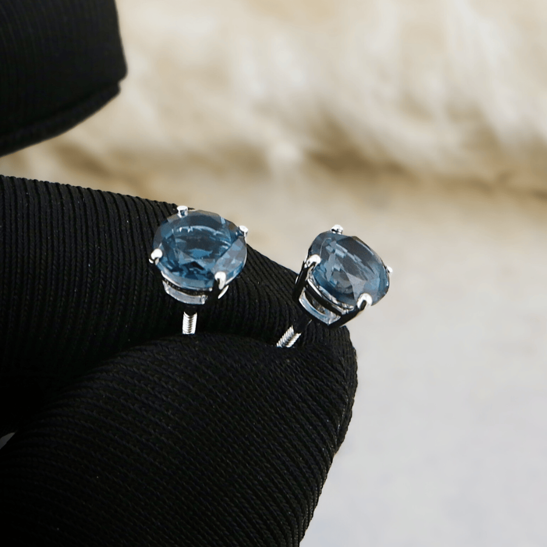 Boucles d’oreilles Classiques Topaze Bleu London Mathieu Blanchard Boucles d&