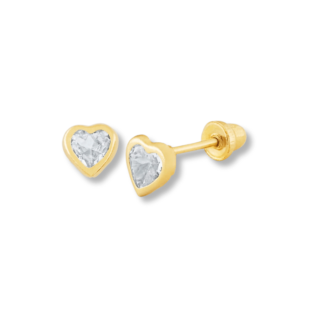 Boucles d'oreilles Cœur en or jaune 14K - Boucles d'oreilles Boucles d'oreilles Bezel Coeur Or 14K | Mathieu Blanchard Mathieu Blanchard Joaillerie