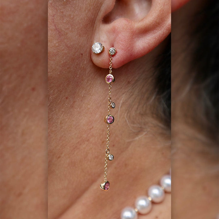 Mathieu Blanchard Boucles d’oreilles en or 14K serties de diamants et tourmalines