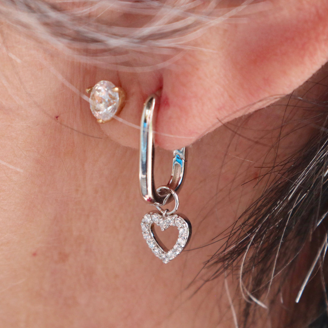 Mathieu Blanchard Boucles d'oreilles Boucles d'oreilles Huggies Coeurs en argent sterling