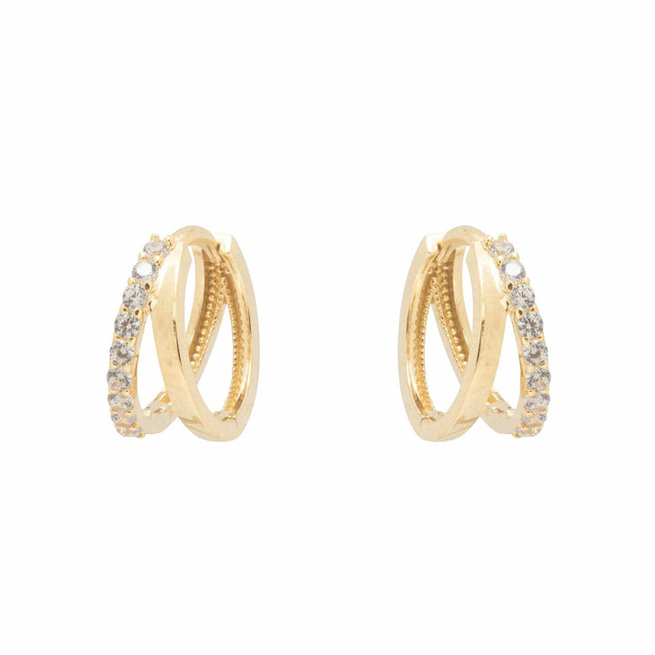 - Boucles d'oreilles Doré / Or 10K Boucles d'oreilles huggies Double rang en or 10K