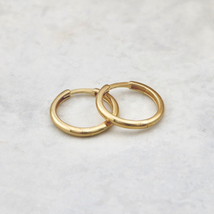 - Boucles d'oreilles Doré / 12 mm / Or 10K Boucles d'oreilles huggies Minimalistes en or 10K