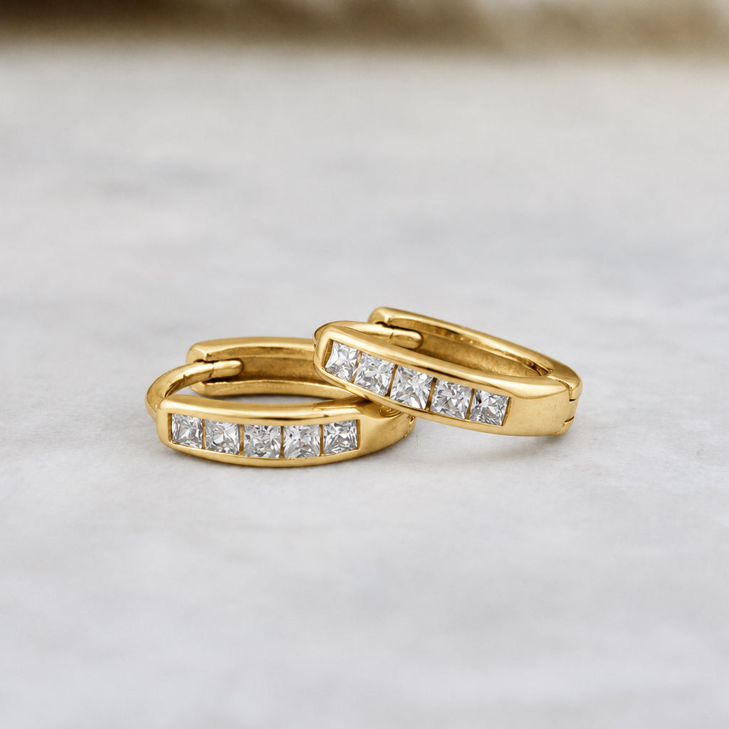 Sterling silver Princess Huggie earrings