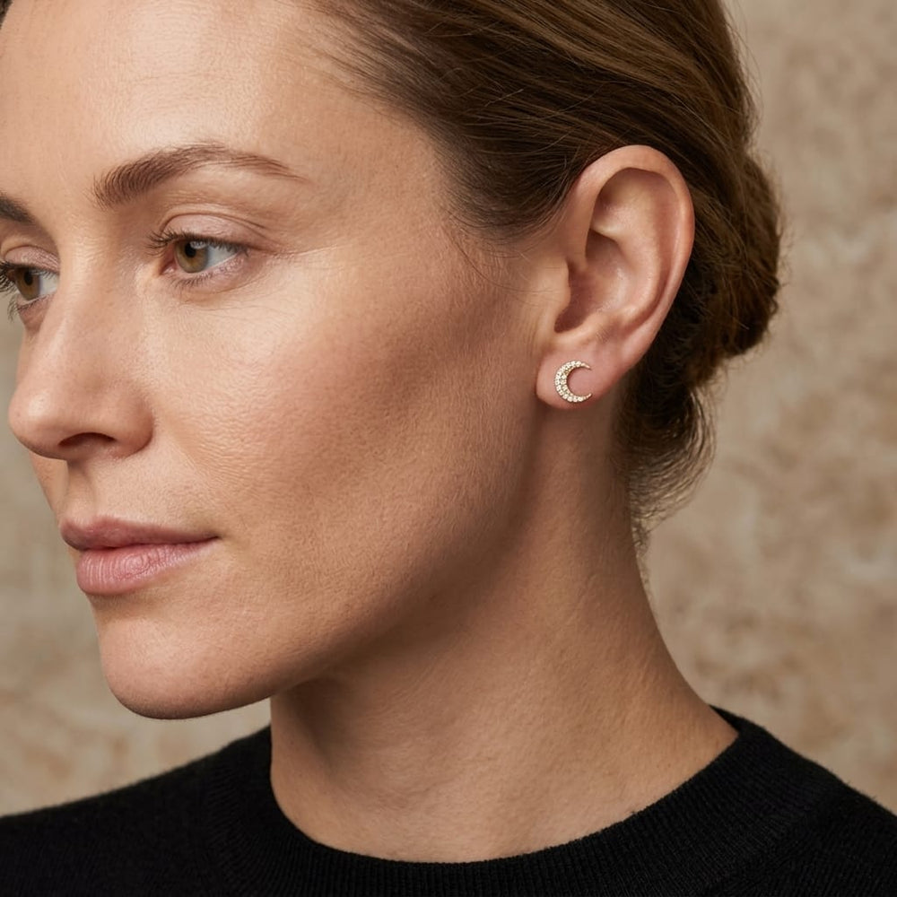 - Boucles d'oreilles Boucles d'oreilles Lune en or 10K