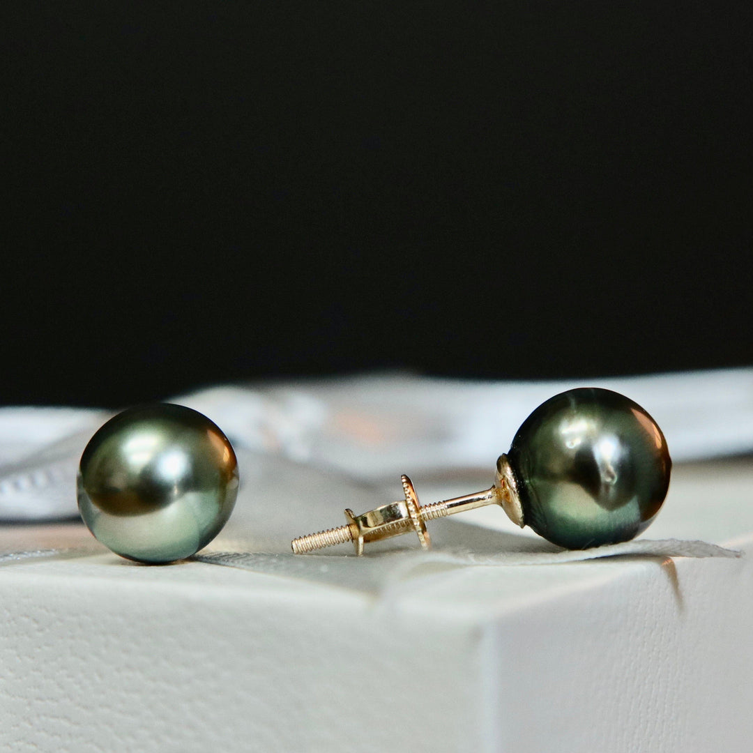 Mathieu Blanchard Or 14K / 8 mm Boucles d’oreilles perles de Tahiti et or 14K