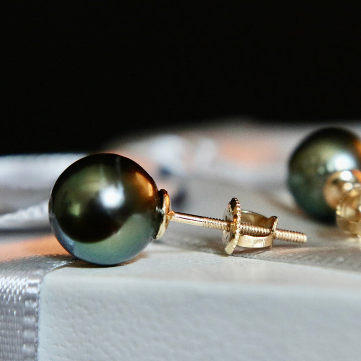 Mathieu Blanchard Or 14K / 8 mm Boucles d’oreilles perles de Tahiti et or 14K