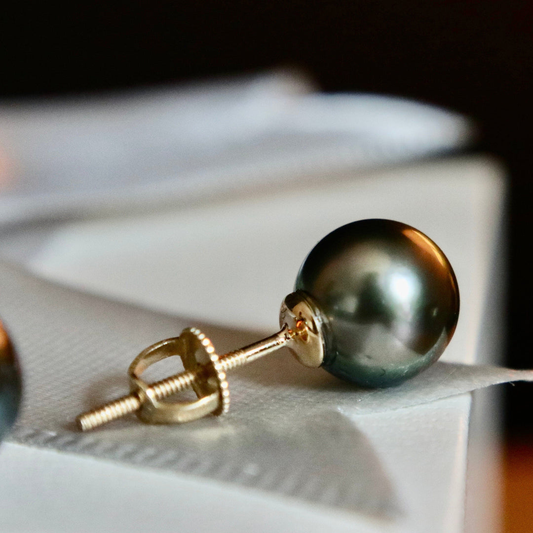 Mathieu Blanchard Or 14K / 8 mm Boucles d’oreilles perles de Tahiti et or 14K