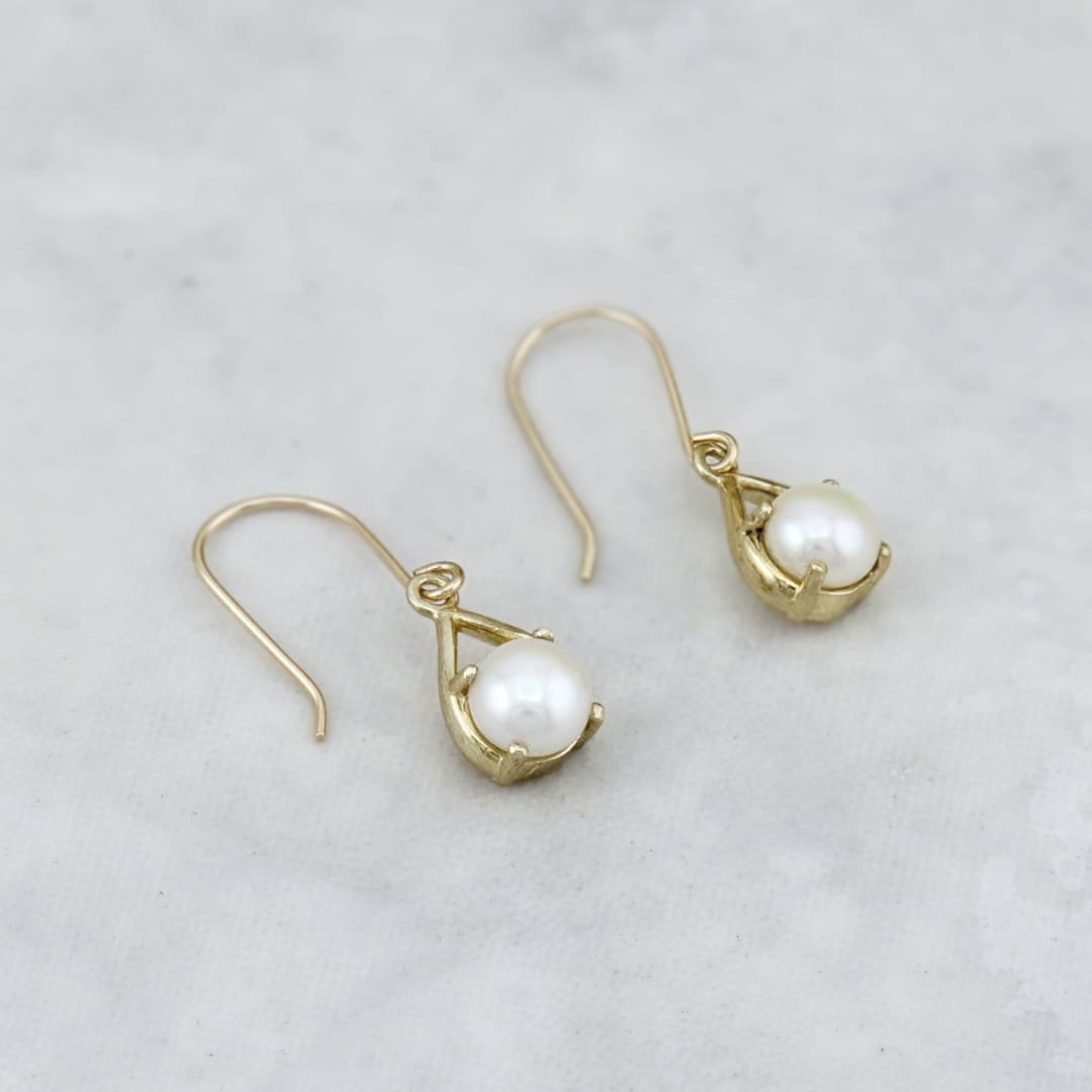 - Boucles d'oreilles Boucles d'oreilles perles en or jaune 10K