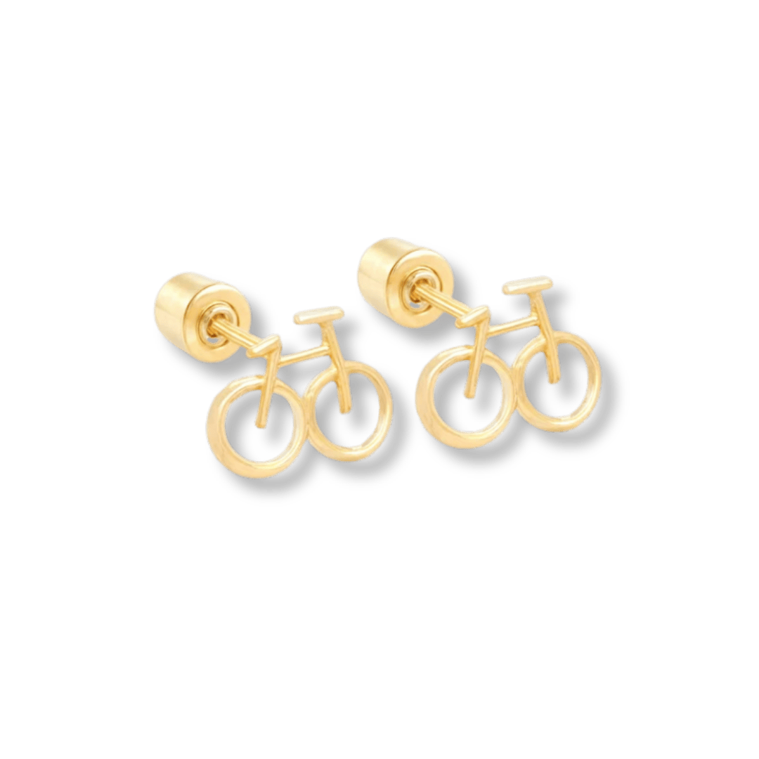 Boucles d'oreilles Vélo en or jaune 14K - Boucles d'oreilles Or jaune 14K SK-1050 Boucles d'oreilles Vélo Or 14K | Mathieu Blanchard Mathieu Blanchard Joaillerie