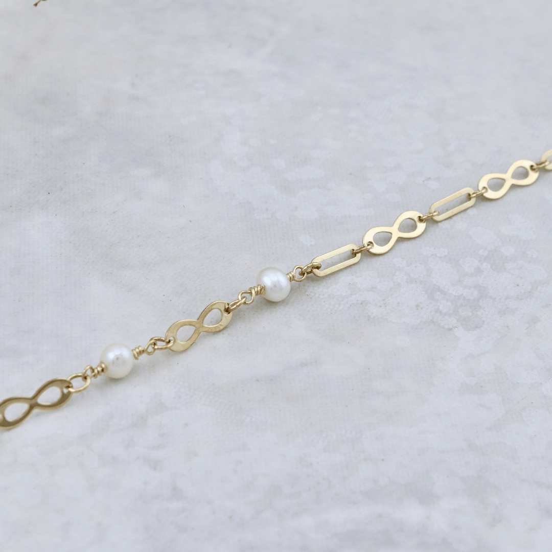 Bracelet Chaîne et perles en or jaune 10K - Bracelets Or jaune 10K VI60-18P Bracelet Chaîne et perles en or 10K | Mathieu Blanchard Mathieu Blanchard Joaillerie