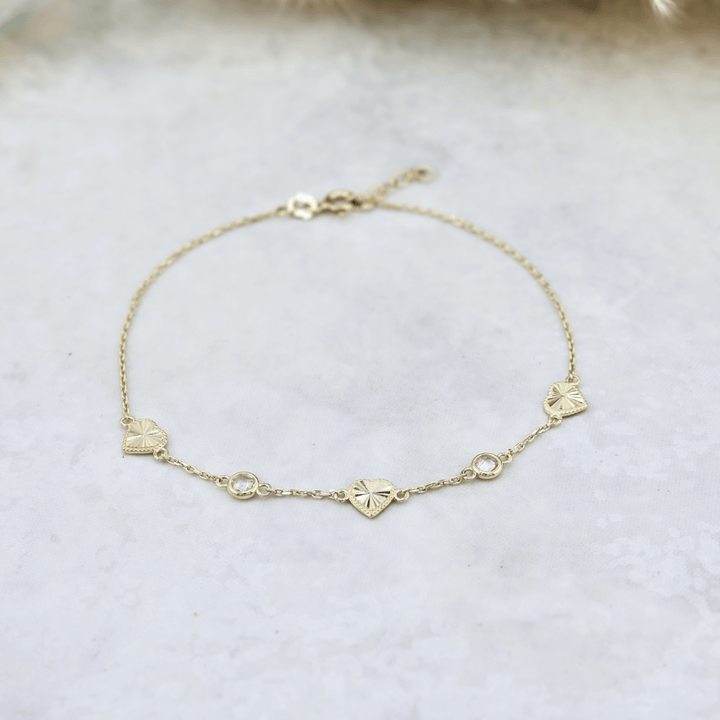 - 7 - 7.5 pouces Bracelet Coeur en or 10K