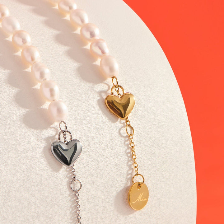 Mia Bijoux Pendants Bracelet Coeur et perles d'eau douce