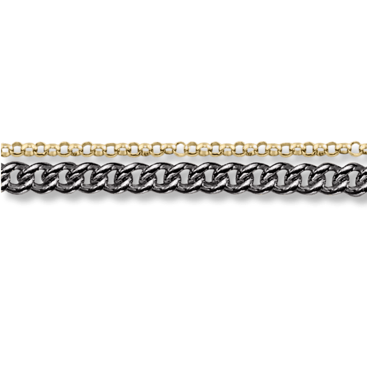 Mathieu Blanchard Bracelet de cheville Double gourmette en argent sterling et or 10K