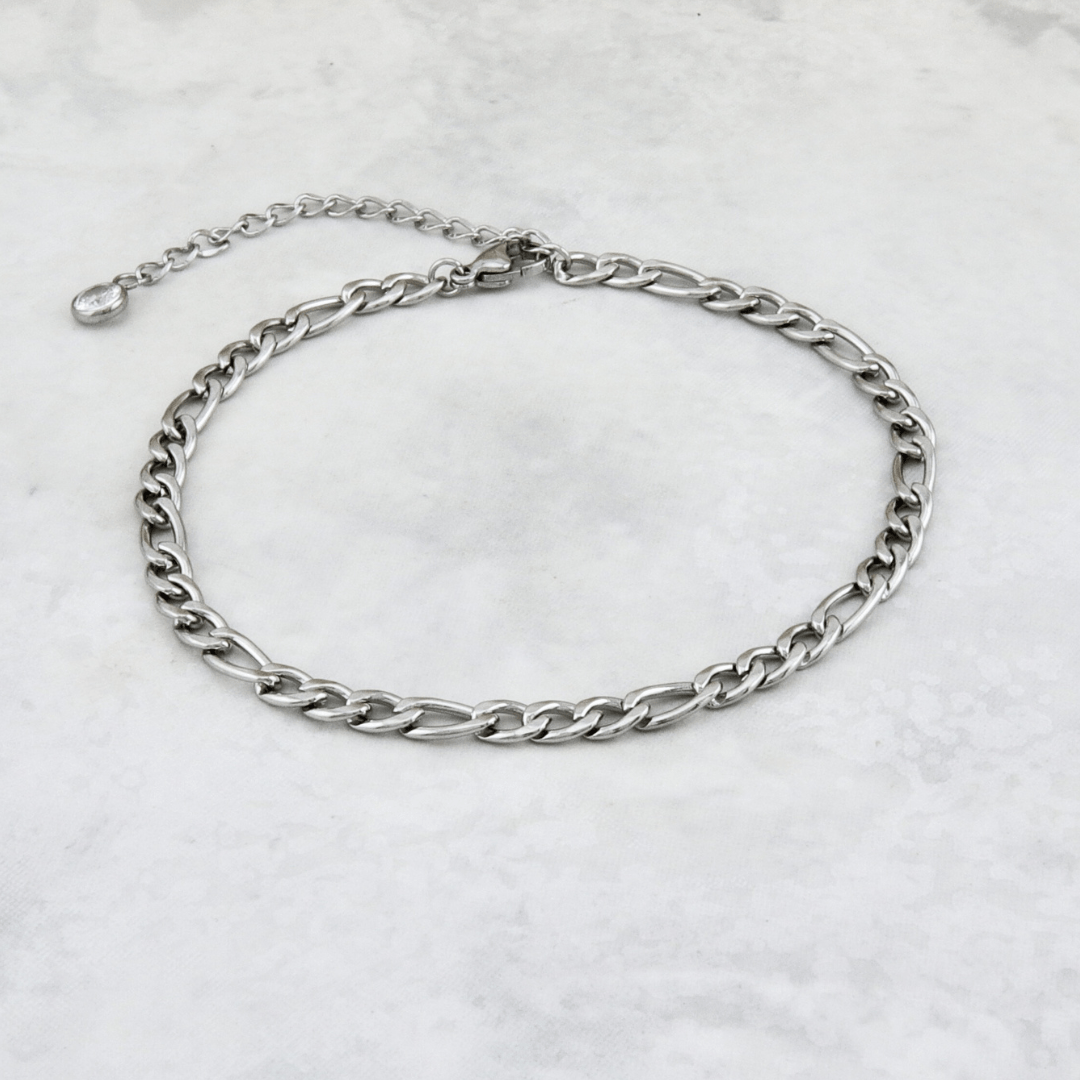 Bracelet de cheville Figaro en acier inoxydable Mathieu Blanchard Bracelets de cheville Acier inoxydable PBRM14179S Bracelet de cheville Figaro 4.5mm en acier inox | Collection 2025 | Mathieu Blanchard Mathieu Blanchard Joaillerie