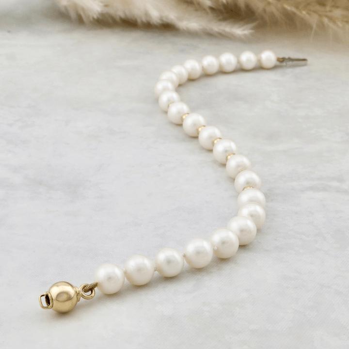 Mathieu Blanchard Joaillerie Bracelet de perles 6 mm et or 14K