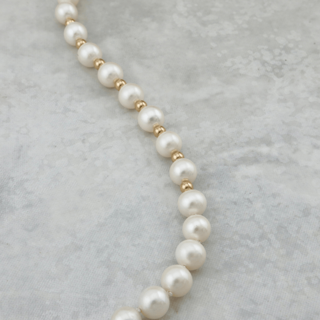 Mathieu Blanchard Joaillerie Bracelet de perles 6 mm et or 14K