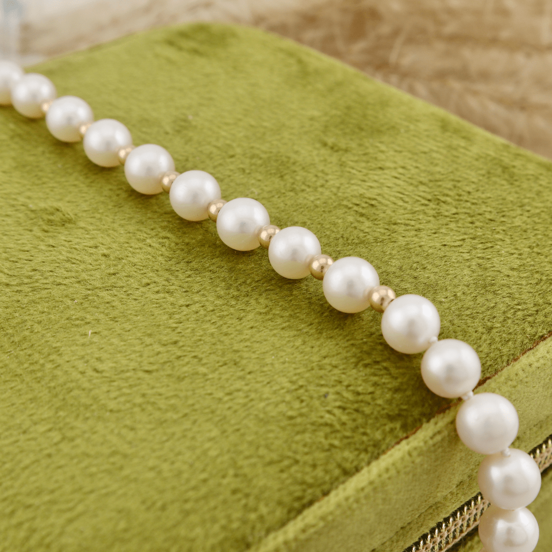 Mathieu Blanchard Joaillerie Bracelet de perles 6 mm et or 14K