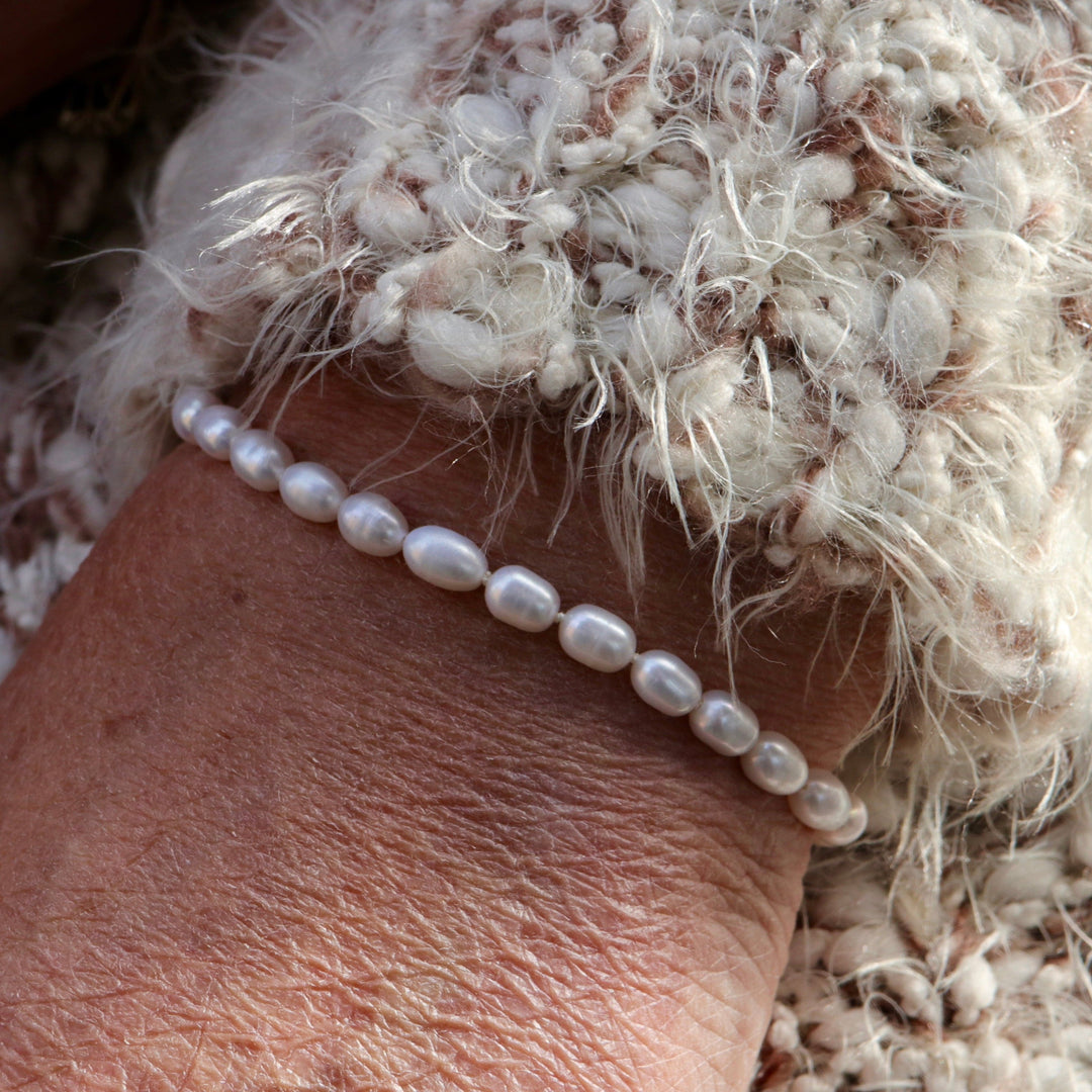 Mathieu Blanchard Argent sterling / 7 pouces + 1.5 pouces d’extension Bracelet de perles de riz et argent sterling