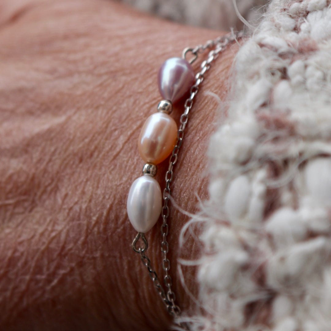 Mathieu Blanchard Argent sterling / 7 pouces + 1.5 pouces d’extension Bracelet de perles Harmonie et argent sterling