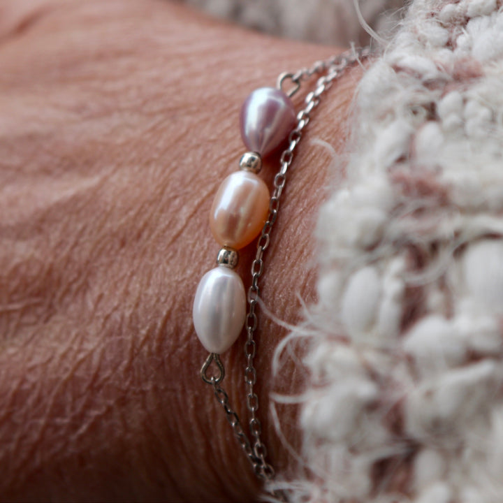 Mathieu Blanchard Argent sterling / 7 pouces + 1.5 pouces d’extension Bracelet de perles Harmonie et argent sterling