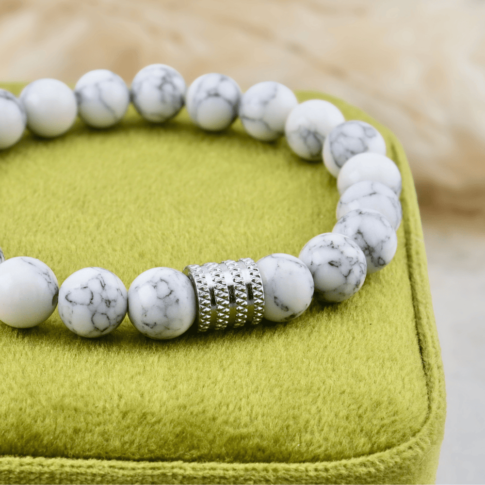 Bracelet La Force Turquoise Blanc en acier inoxydable Mathieu Blanchard Acier inoxydable PBRM17384S Bracelet La Force Turquoise blanc 8mm | Mathieu Blanchard Joaillerie Mathieu Blanchard Joaillerie