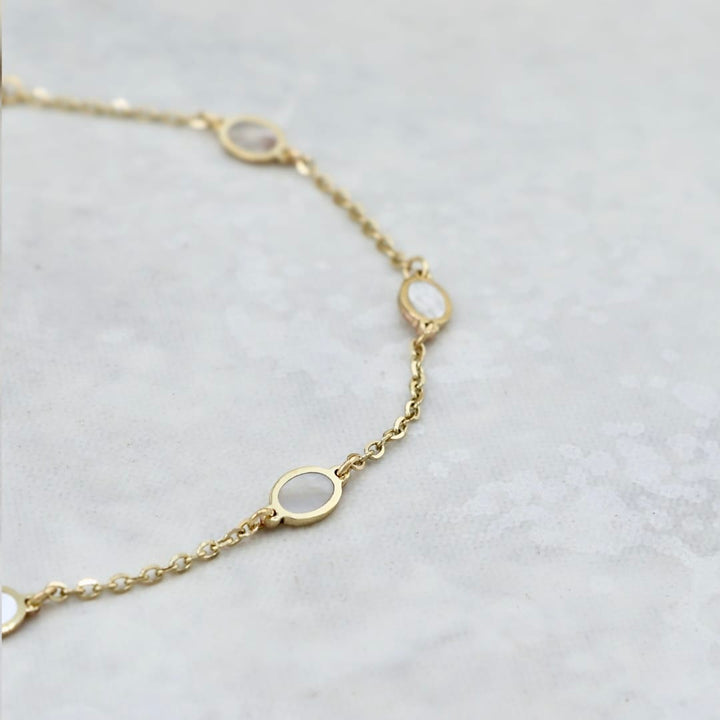 - 6.5 - 7 pouces Bracelet Oval nacré en or 10K