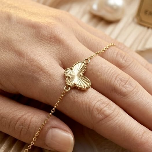 - 7 - 8 pouces Bracelet Papillon en or 10K
