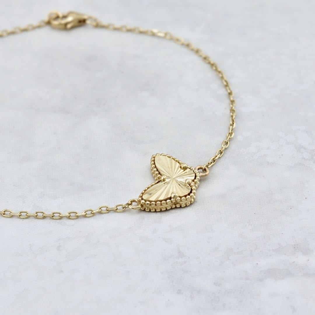 - 7 - 8 pouces Bracelet Papillon en or 10K