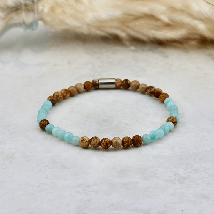Bracelet Sérénité en acier inoxydable Mathieu Blanchard Acier inoxydable PBRM17376S Bracelet Sérénité en Jaspe et Amazonite | Mathieu Blanchard Mathieu Blanchard Joaillerie