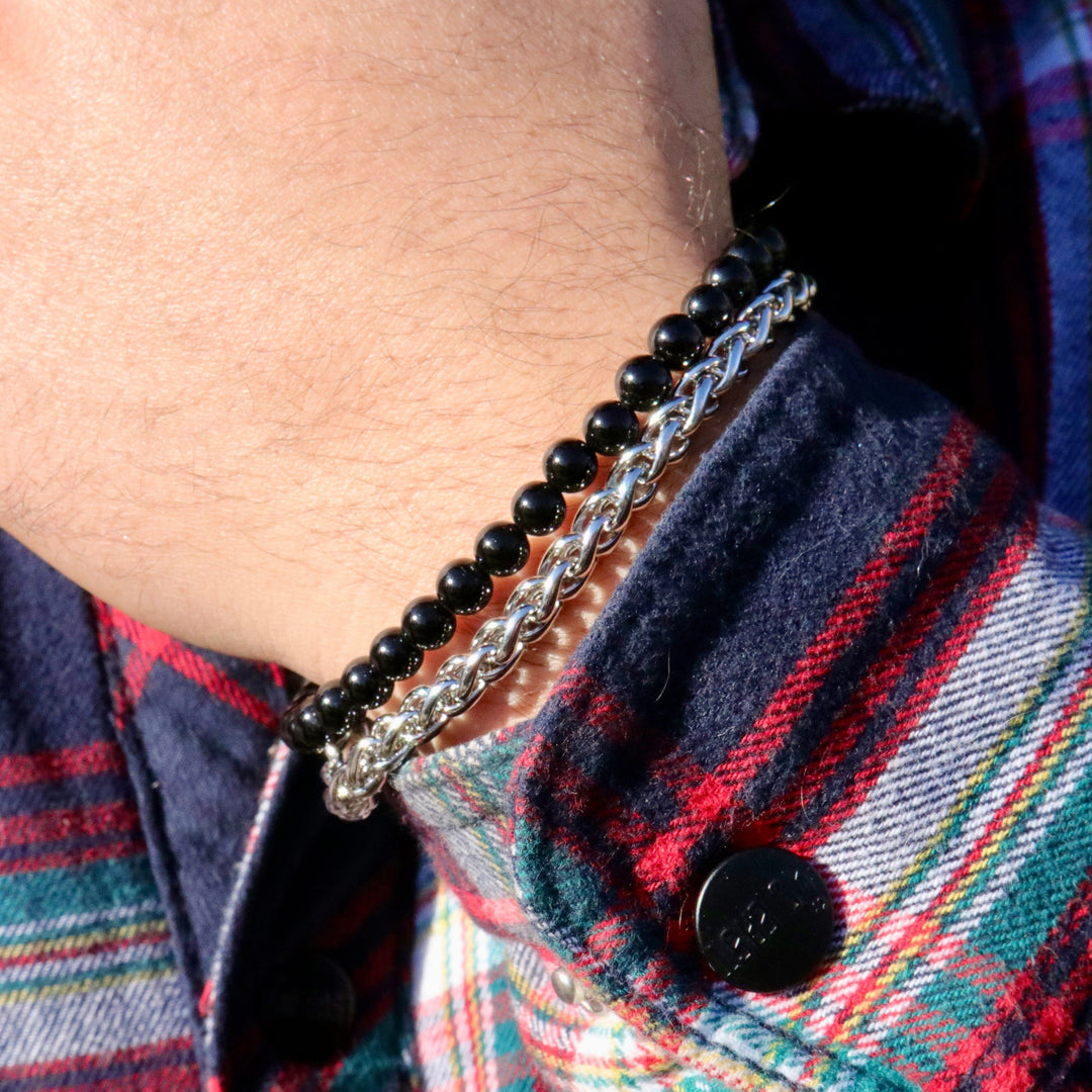 Mathieu Blanchard Bracelets Bracelet Stone en acier et agate