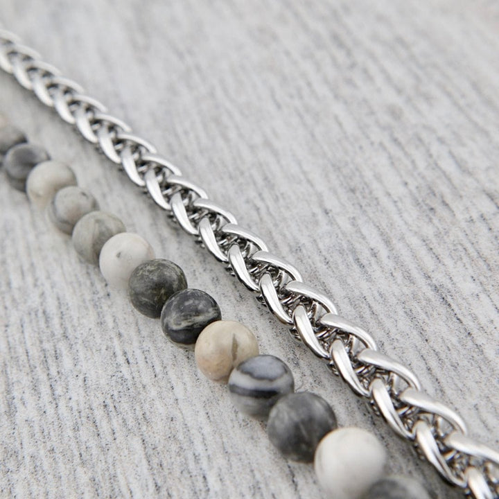 Mathieu Blanchard Bracelets Bracelet Stone en acier et jaspe