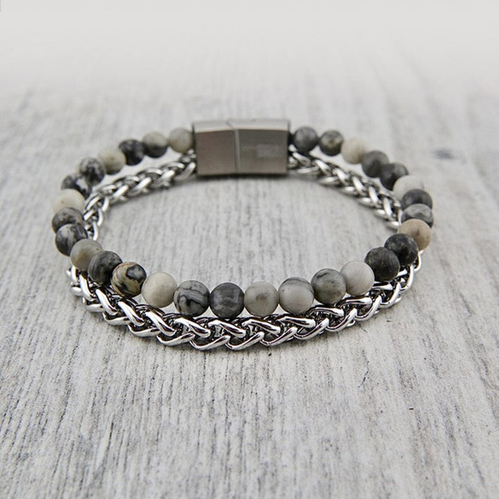 Mathieu Blanchard Bracelets Bracelet Stone en acier et jaspe
