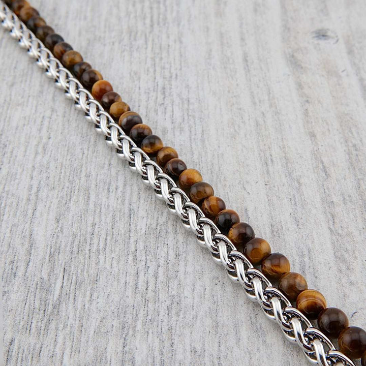 Mathieu Blanchard Bracelets Bracelet Stone en acier et oeil de tigre
