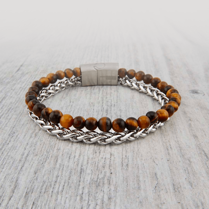 Mathieu Blanchard Bracelets Bracelet Stone en acier et oeil de tigre