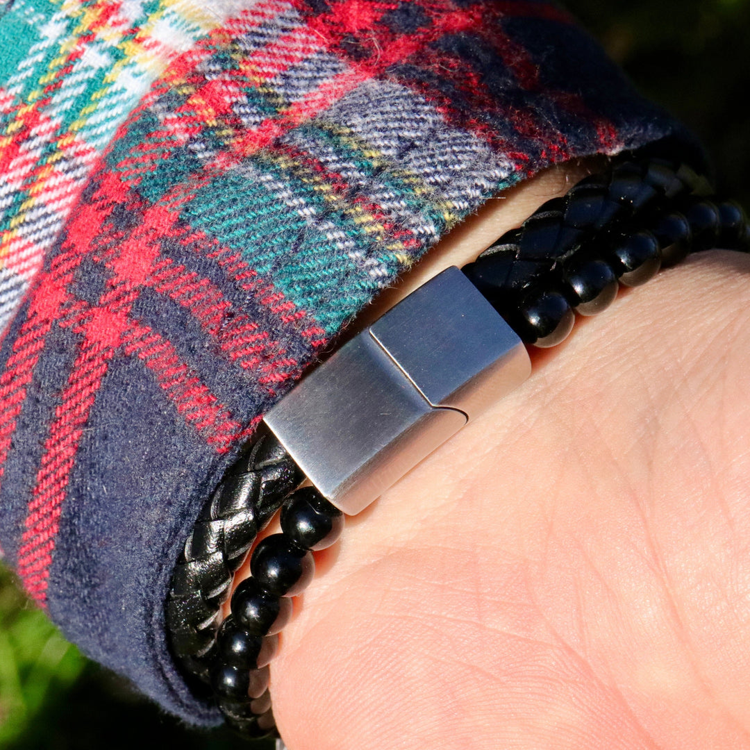 Mathieu Blanchard Bracelets Bracelet Stone en cuir, acier et agate