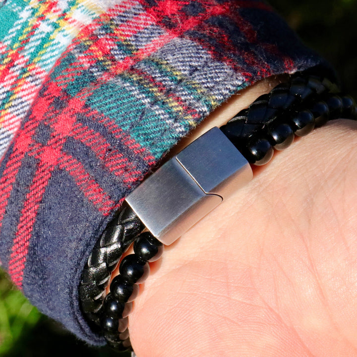 Mathieu Blanchard Bracelets Bracelet Stone en cuir, acier et agate